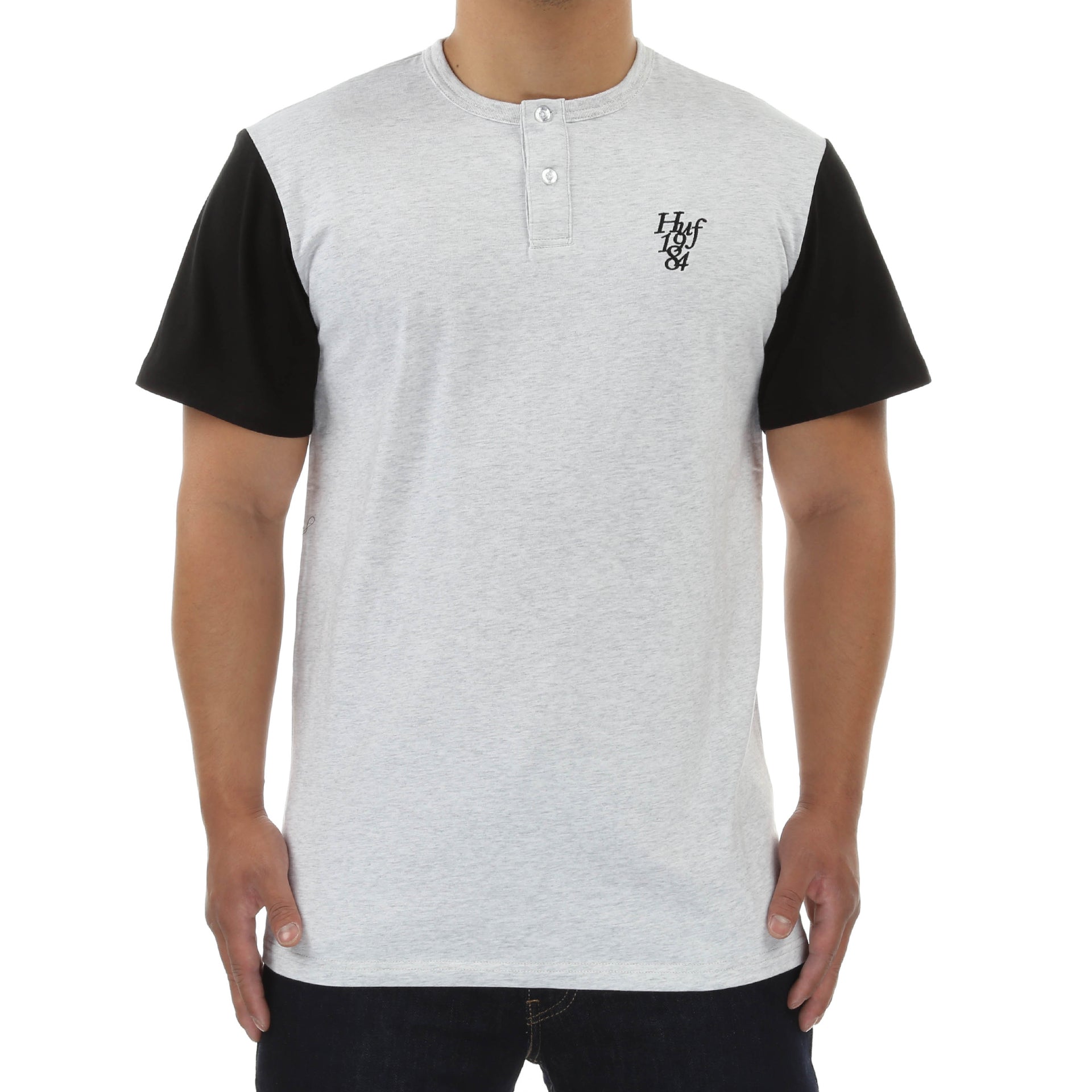 Huf Country Club Henley T-Shirt for Men - Ash Black | Casual Streetwear & Skate Style | Perfect for Everyday Wear, Skateboarding, and Urban Fashion
