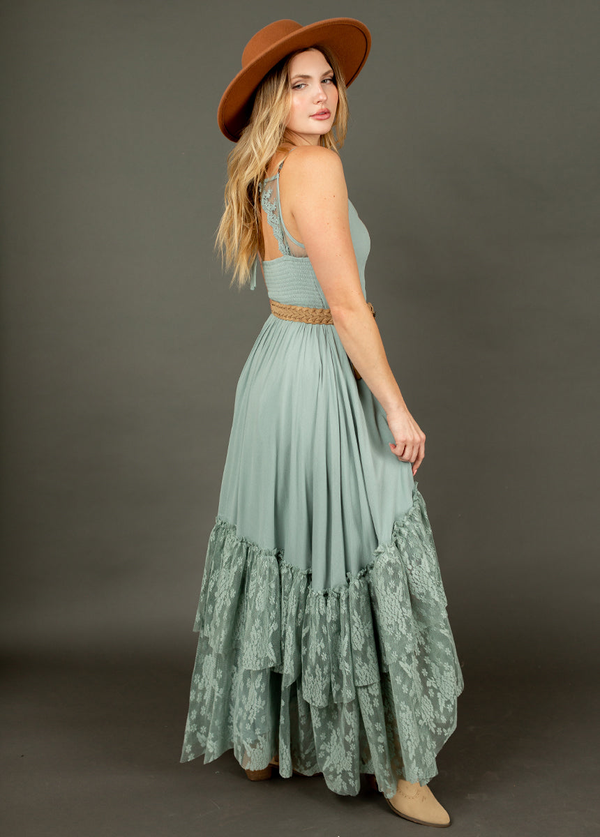 Christelle Seaglass Blue Flowy Maxi Dress for Women - Elegant Beach Wedding & Summer Vacation Outfit