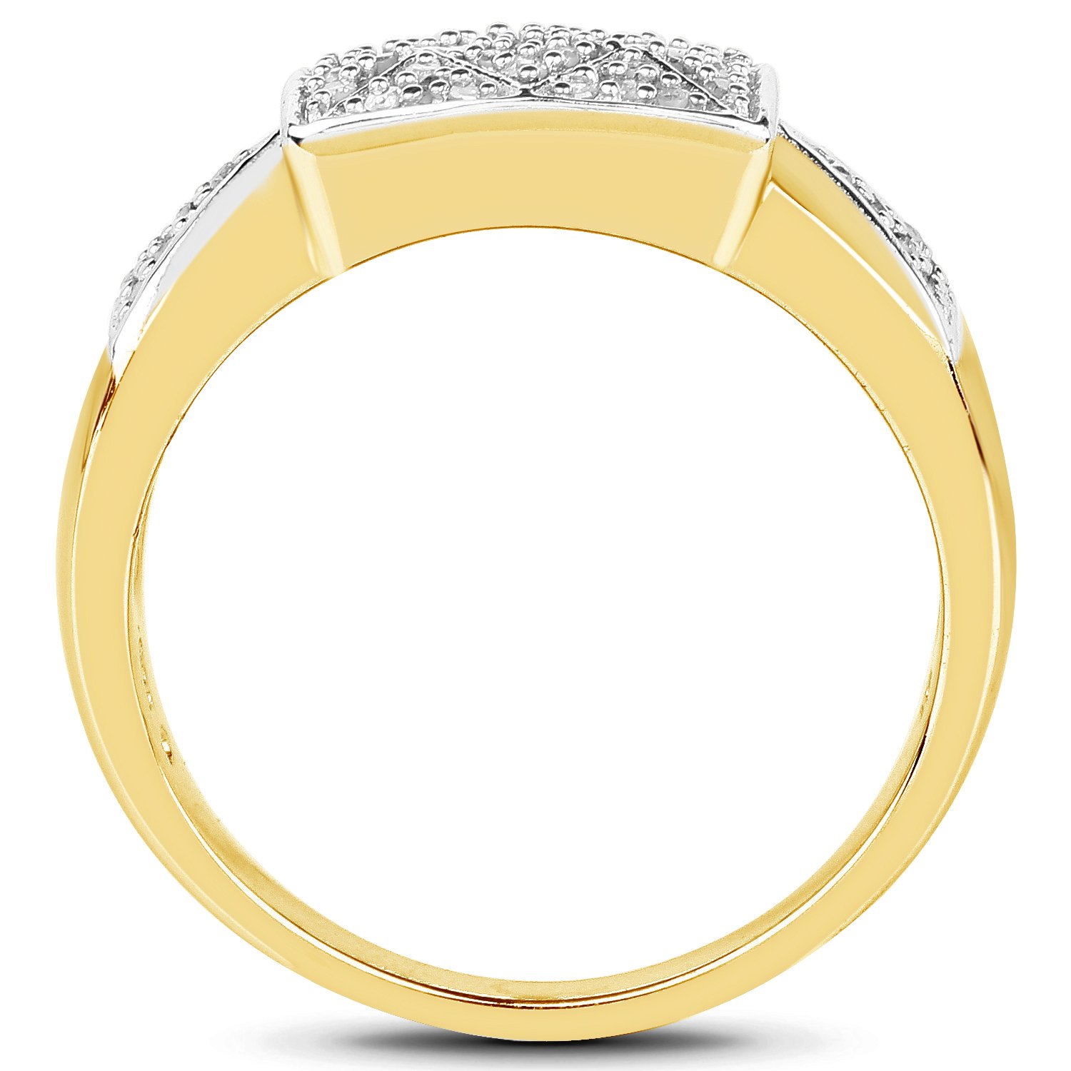 14K Yellow Gold Plated 0.21 Carat Genuine White Diamond .925 Sterling Silver Ring for Women - Elegant Wedding, Engagement & Anniversary Jewelry Gift