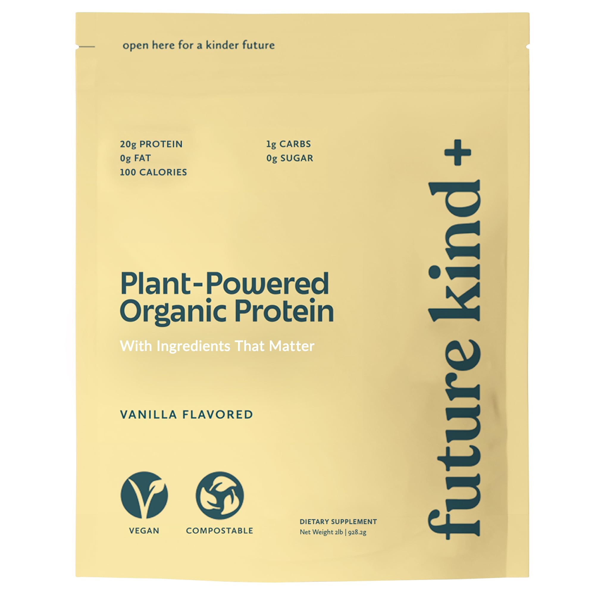 Future Kind Vegan Protein Powder - Vanilla Flavor, Pea Plant Protein for Lean Muscle Growth, Iron & Fiber Enriched, Whey-Free, Sugar-Free, Soy-Free, Non-Dairy (34 Servings) - Perfect for Post-Workout Recovery & Healthy Vegan Lifestyle