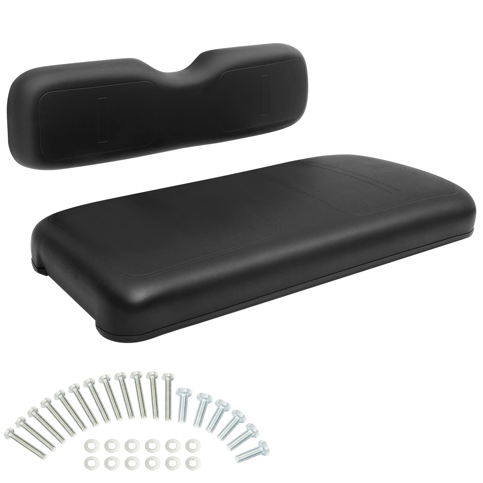 EZGO TXT Golf Cart Front Seat Replacement Cushions - Black 2-Piece Set for Front Bottom Seat Assembly | Perfect for Golf Course Rides, Neighborhood Cruising & Utility Vehicle Comfort
