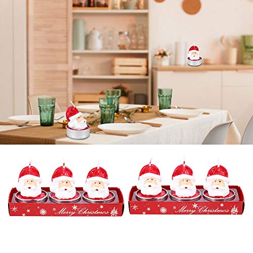 Santa Claus Head Shaped Tealight Candles - 2 Pack Christmas Decorative Jar Candles for Holiday Table Decor, Party Centerpiece & Festive Home Ambiance