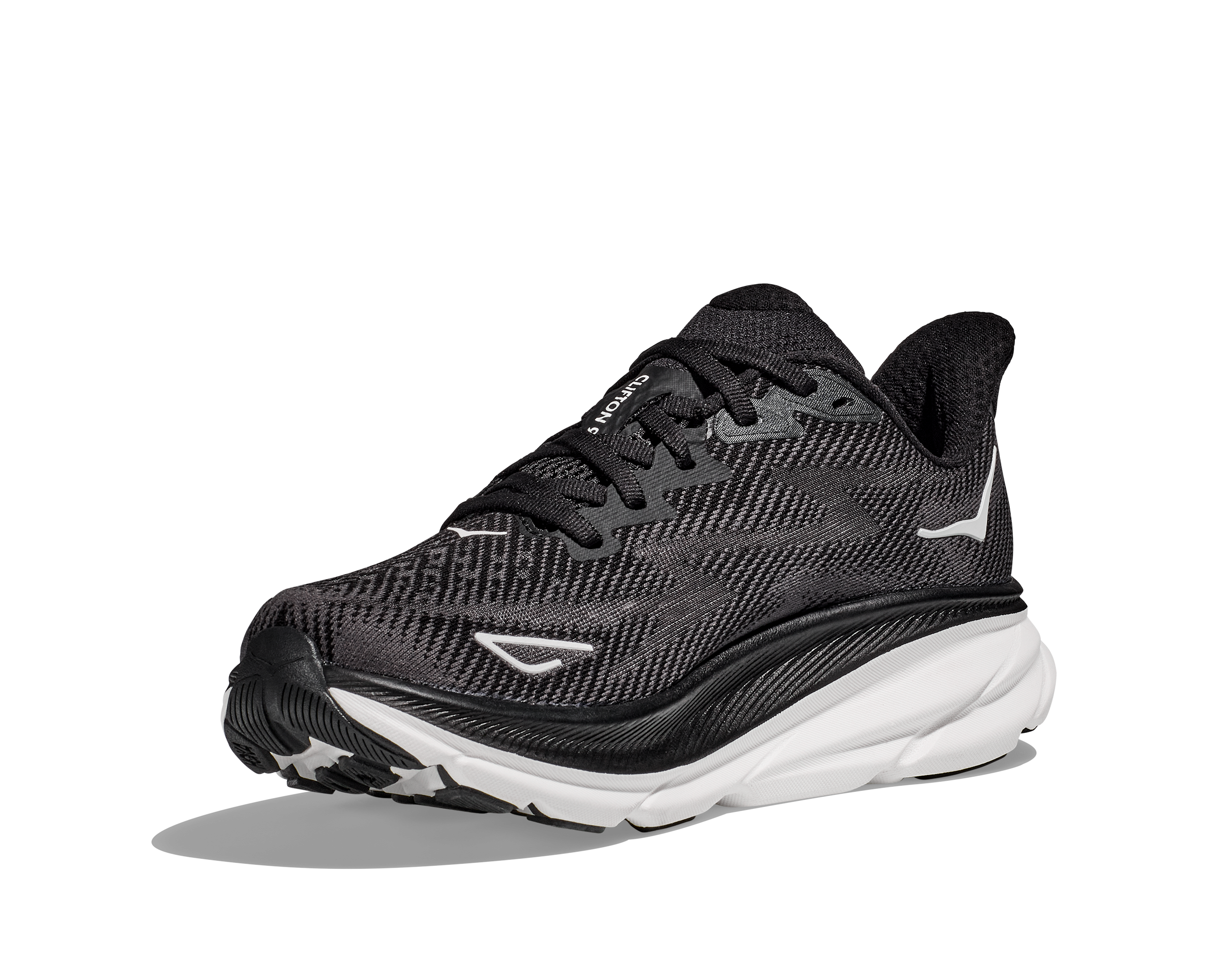 HOKA Women's Clifton 9 WIDE Running Shoes - Black/White (BWHT) | Lightweight Cushioned Sneakers for Road Running, Jogging & Walking