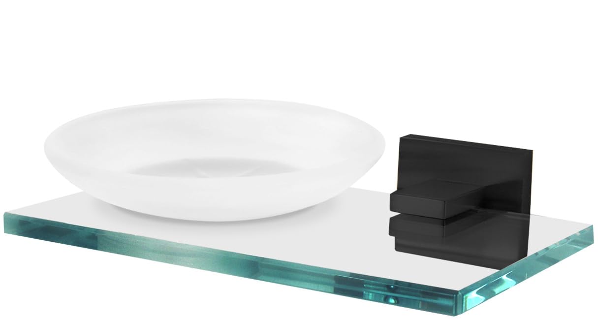 A8430-MB Contemporary II Soap Dish - Modern Ceramic Bathroom Soap Holder for Sink, Countertop, and Shower - Perfect for Home, Hotel, and Spa Decor