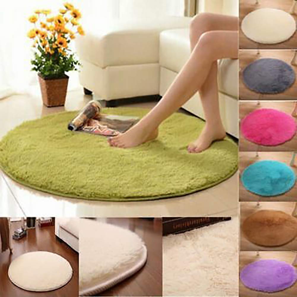 40cm Round Soft Non-Slip Fleece Bath Mat - Absorbent Bathroom Rug for Shower, Bedroom & Home Decor - Grey Plush Floor Mat for Comfort & Safety