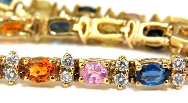 7.80ct Natural Sapphire & Diamond Bracelet in 14K Gold - Multicolor Gemstone Jewelry for Women, Perfect for Weddings, Anniversaries & Special Occasions