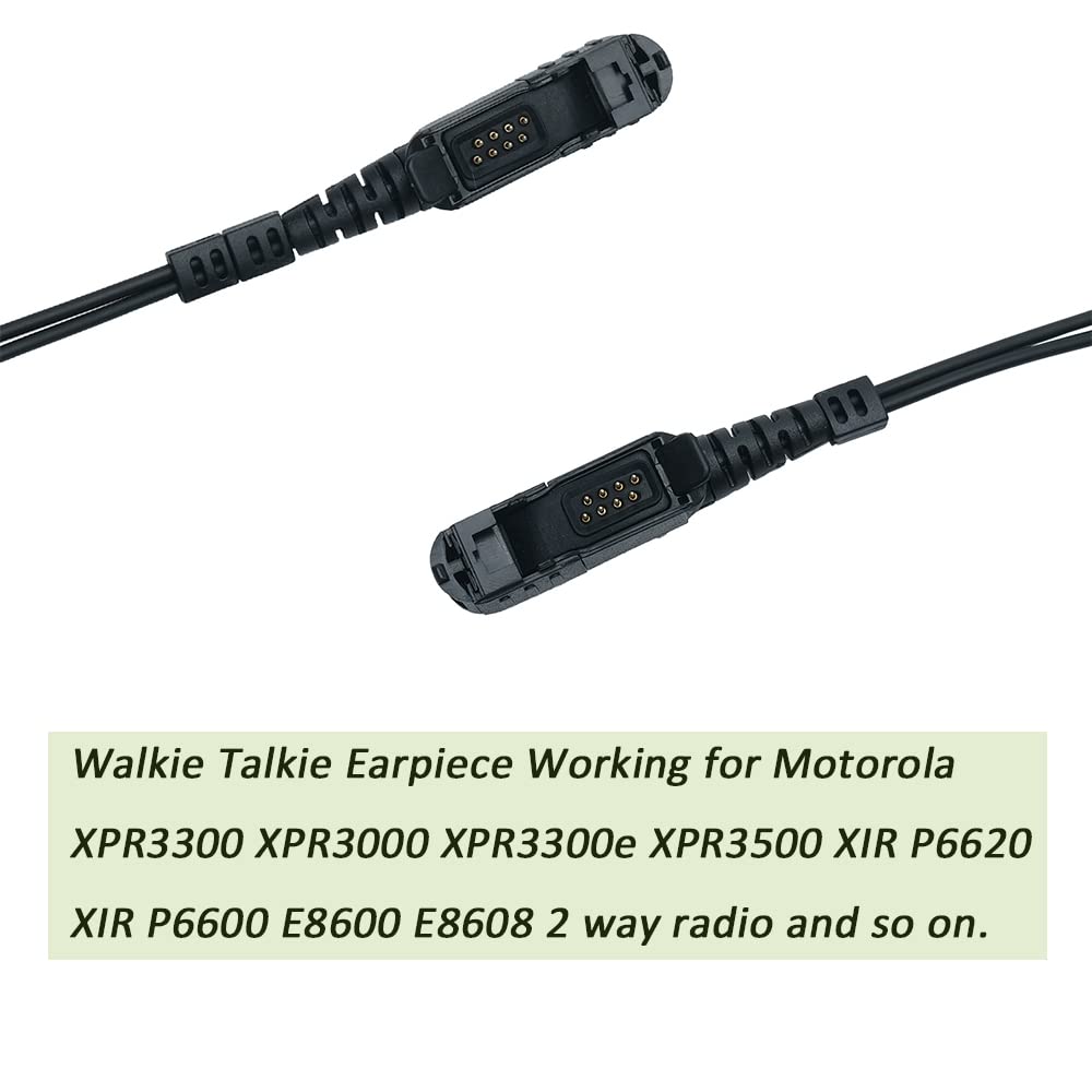 BVMAG Acoustic Tube Earpiece Headset with Microphone - PTT Compatible with Motorola XPR3500 XPR3550E XPR3000 XPR3300 Two Way Radios - Ideal for Security, Construction & Industrial Communication