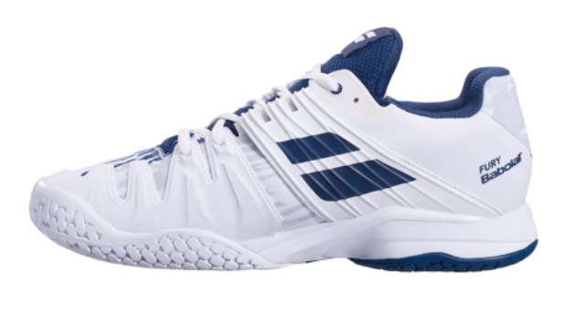 Babolat Propulse Fury All Court Men's Tennis Shoes - White & Blue | High-Performance Court Shoes for Men | Perfect for Tennis, Pickleball & Indoor Court Sports