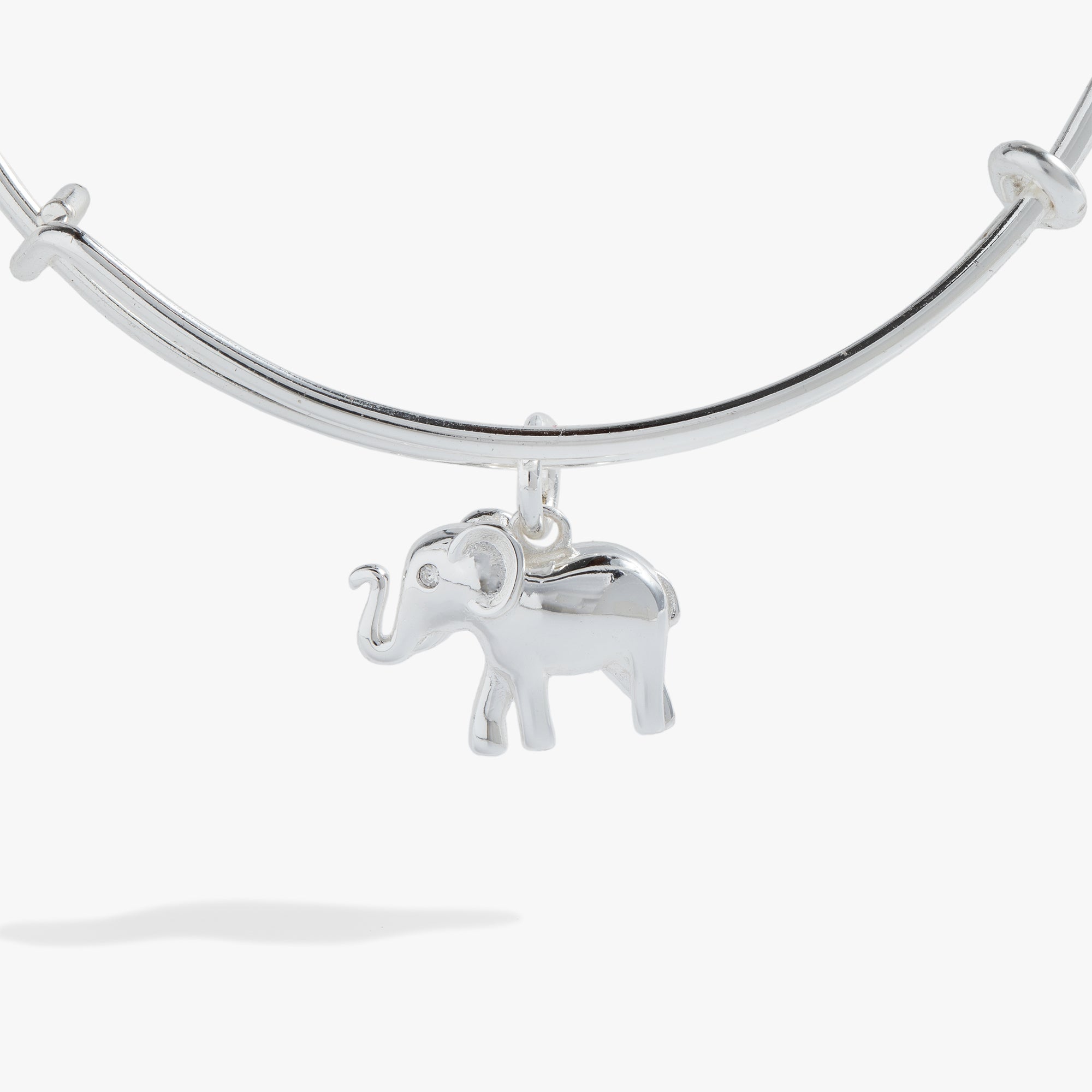 Elephant Charm Bangle Bracelet - Handmade Silver Jewelry for Women - Boho Style Adjustable Bangle - Perfect for Everyday Wear, Gift Giving & Special Occasions