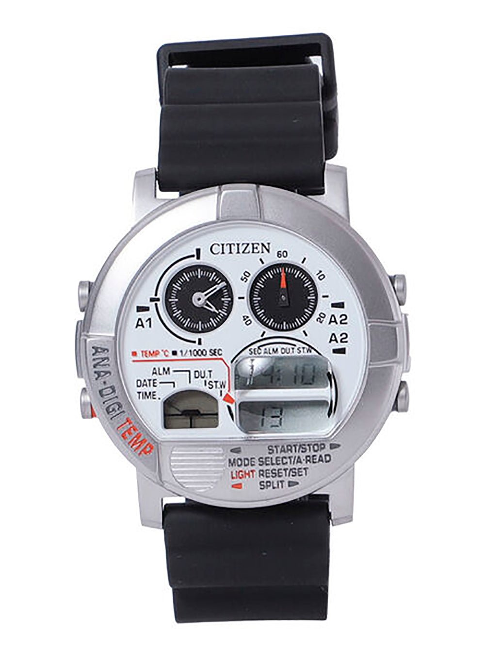 CITIZEN × BEAMS Round Face White Dial Ana-Digi Temp Watch with Japan Movement (JDM) - Perfect for Casual Wear, Office & Outdoor Activities
