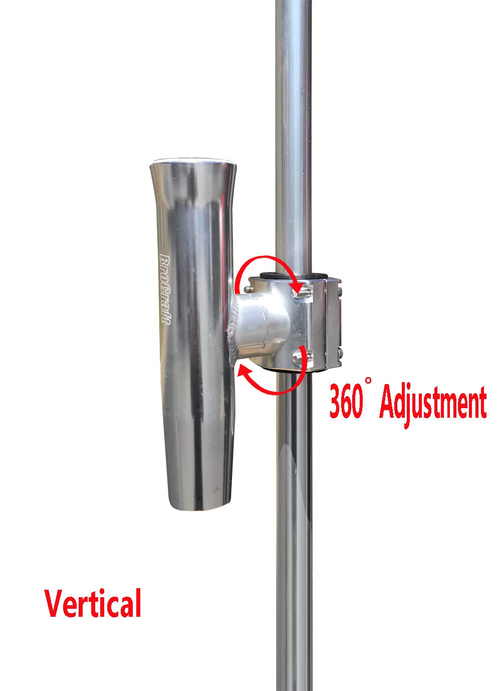 Brocraft Boat T-Top Rod Holder - Silver Aluminum Horizontal Mount Fishing Rod Holder for 1