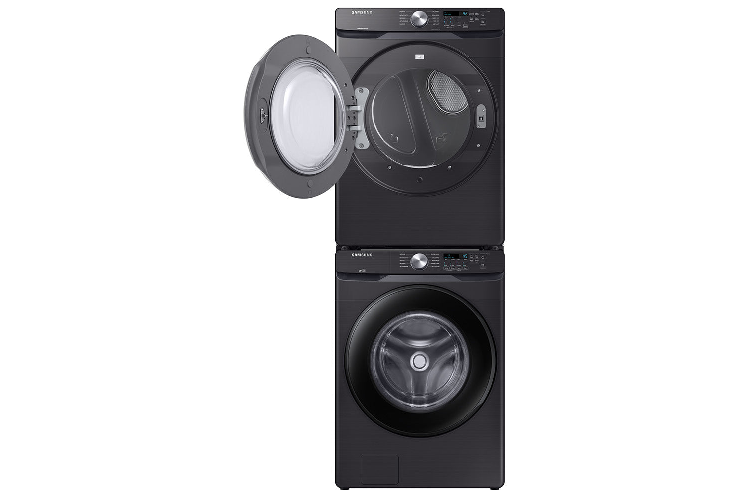 Samsung 5.2 cu. ft. Black Stainless Steel Front Load Washer & 7.5 cu. ft. Electric Dryer Set (WF45T6000AV/A5 & DVE45T6005V/AC) - Perfect for Laundry Rooms & Modern Homes