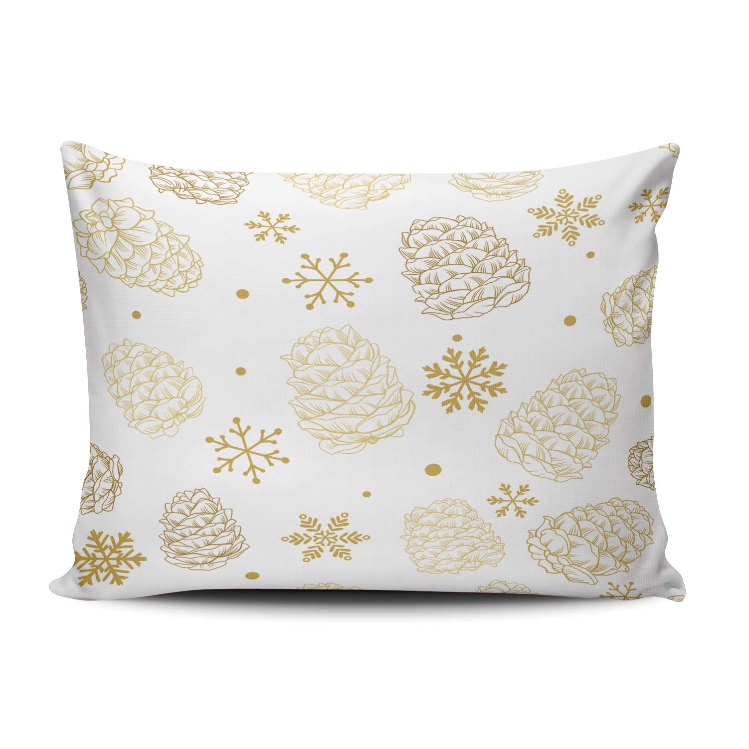 RGEMK Christmas Pine Cones & Snowflakes Decorative Throw Pillow Covers - 12x20 Inch Lumbar Cushion Covers for Sofa, Bed, Outdoor - Holiday Home Decor for Xmas & New Year