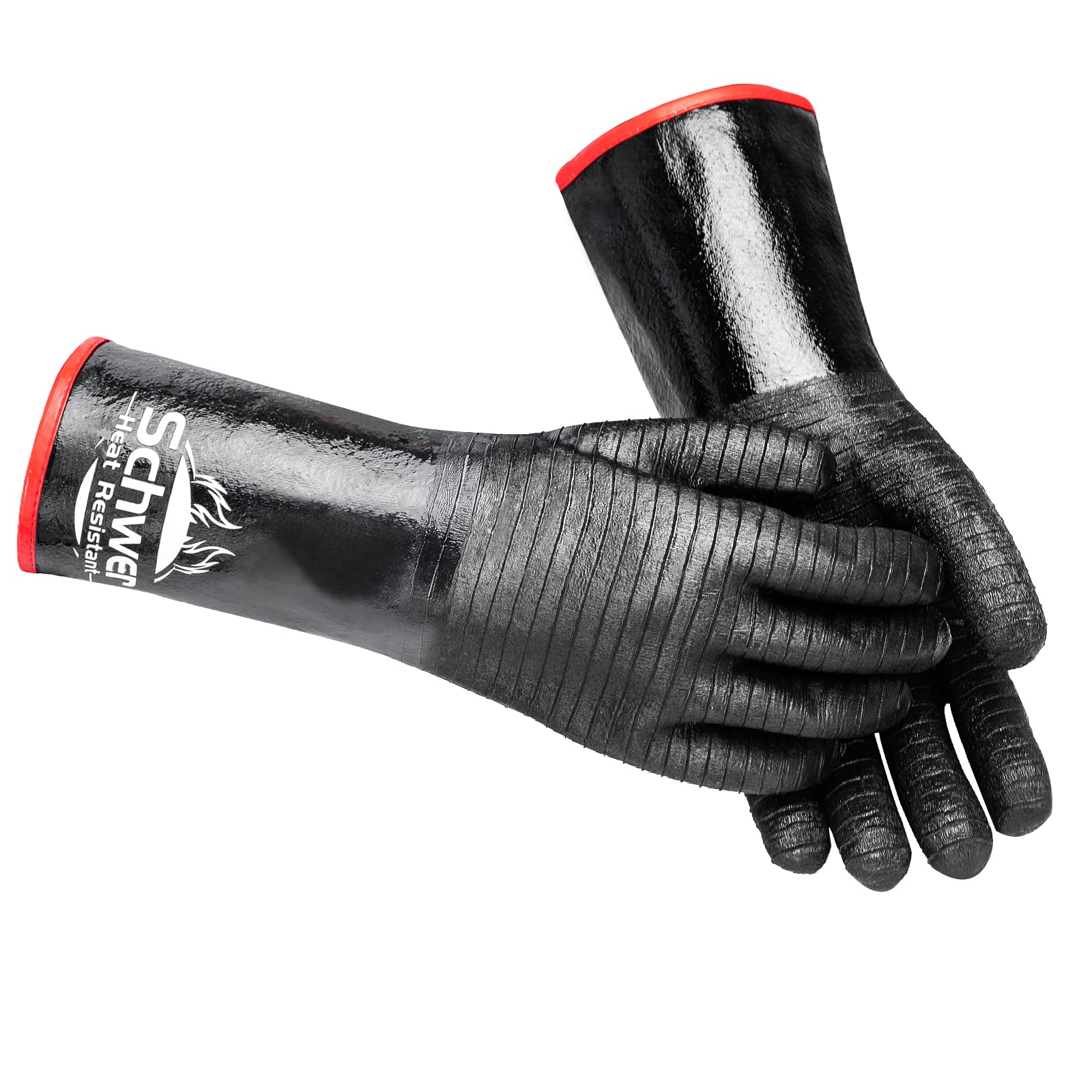 Heat Resistant BBQ Gloves 932℉ - Waterproof Grilling Gloves with Neoprene Coating & Long Sleeve for Turkey Fryer, Baking, Oven - Perfect for Outdoor Cooking, Camping & Backyard Barbecues