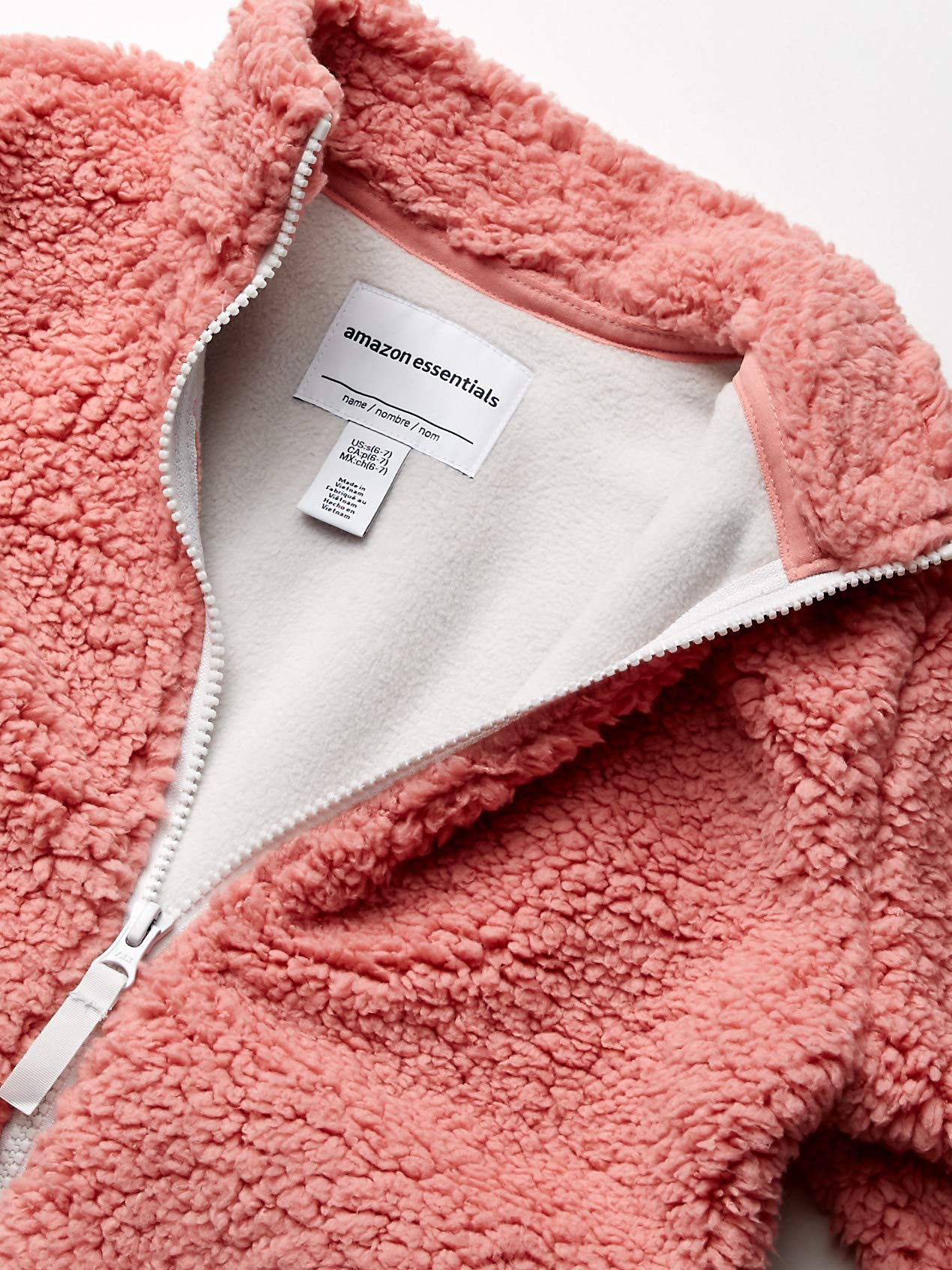 Amazon Essentials Girls & Toddlers Sherpa Fleece Full-Zip Jacket - Warm Winter Coat for Kids Outdoor Play, School & Casual Wear