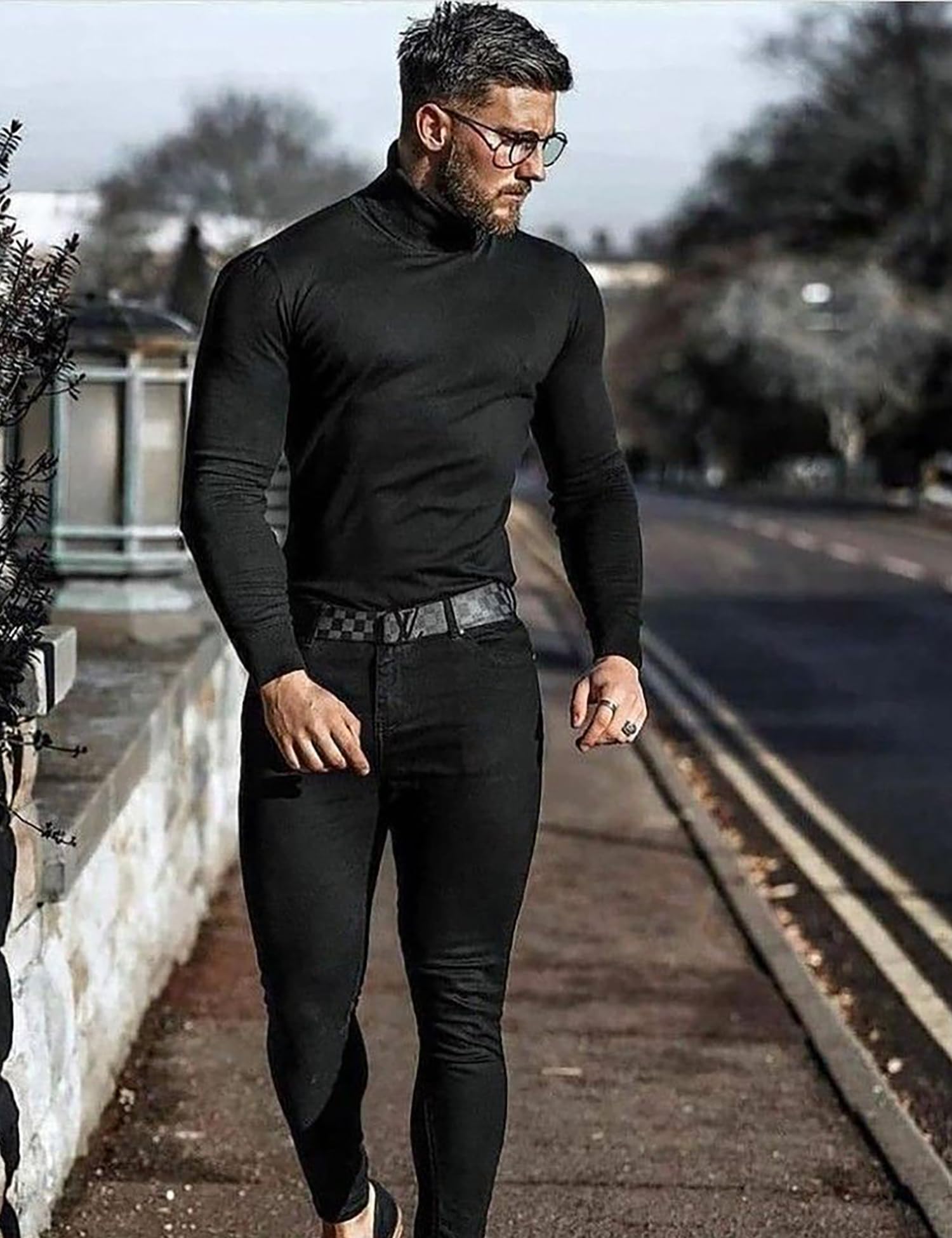 Premium Men's Mock Neck Pullover T-Shirt - High Neck Turtleneck Long Sleeve Sweater for Casual & Business Wear | Office, Date Night & Winter Layering Essential