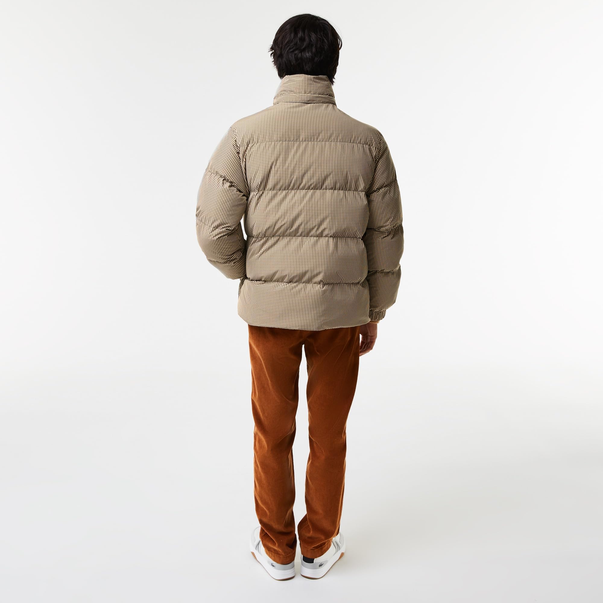 Lacoste Men's Check Print Water-Repellent Twill Padded Jacket | Lightweight Winter Coat for Outdoor Activities & Casual Wear