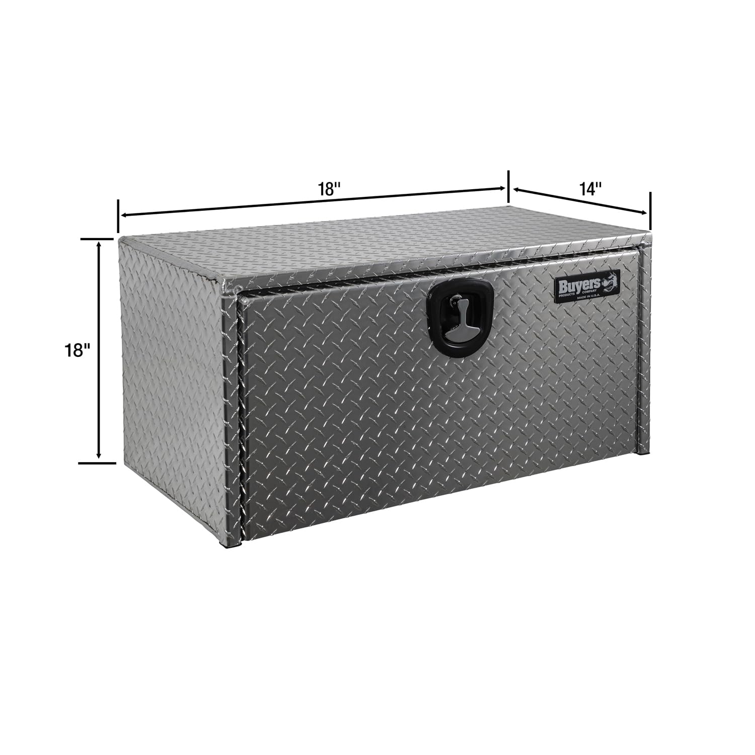 Diamond Tread Aluminum Underbody Truck Tool Box with Compression Latch - 18x18x14 Inch Heavy Duty Storage Organizer | Made in USA | Perfect for Truck Bed Organization & Job Site Tools Storage