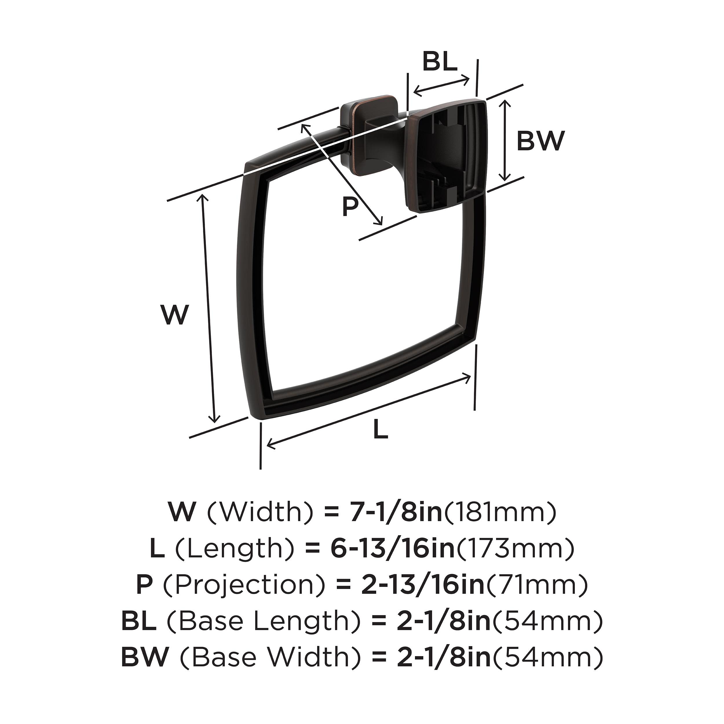 Amerock BH36032ORB Oil Rubbed Bronze Towel Ring - 6-13/16