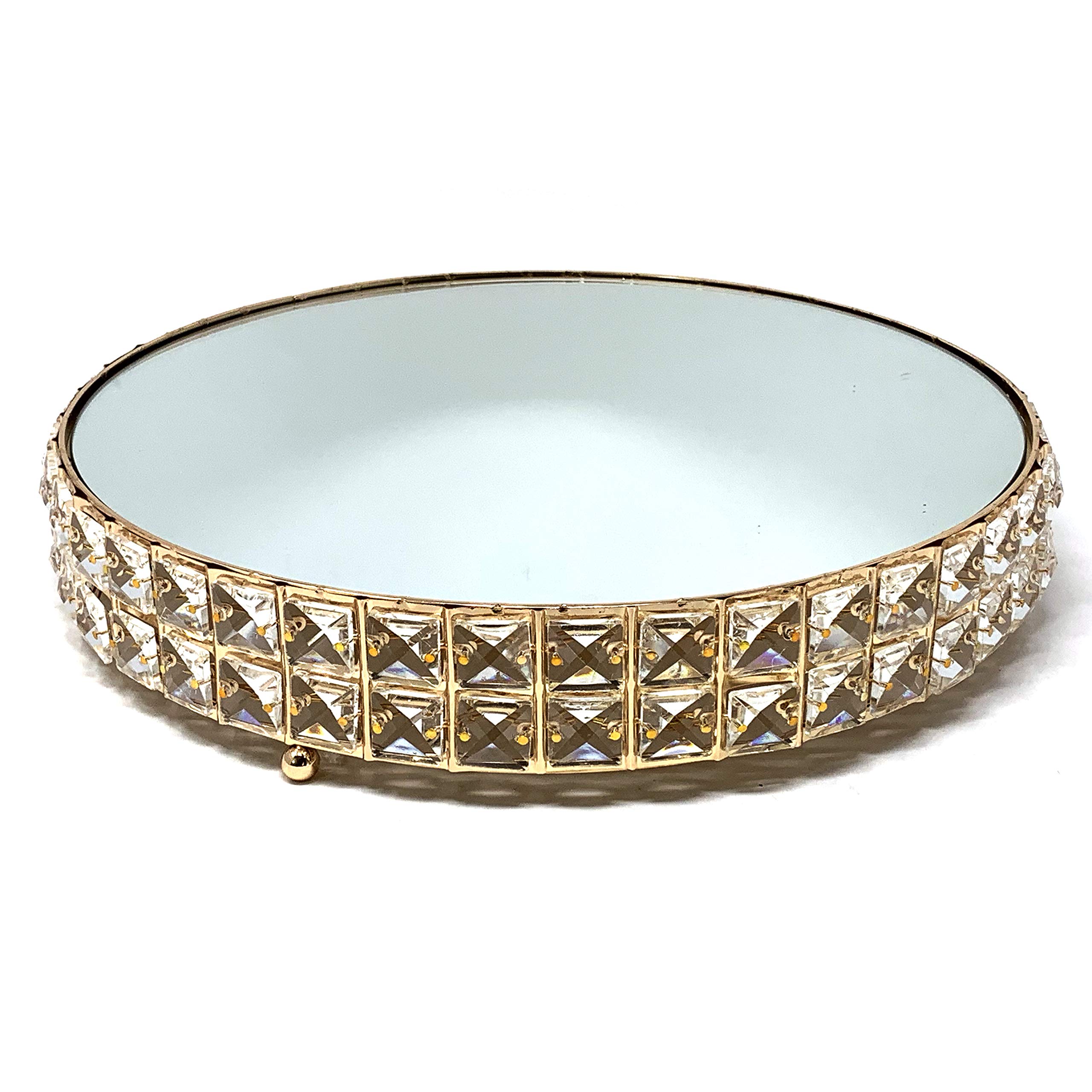 Allgala 3-Piece Gold Plated Crystal Wedding Cake Stand Set with Mirror Plate - Elegant Dessert Display for Cupcakes, Cheese & Cakes - Perfect for Weddings, Birthday Parties & Special Events (HD89202)