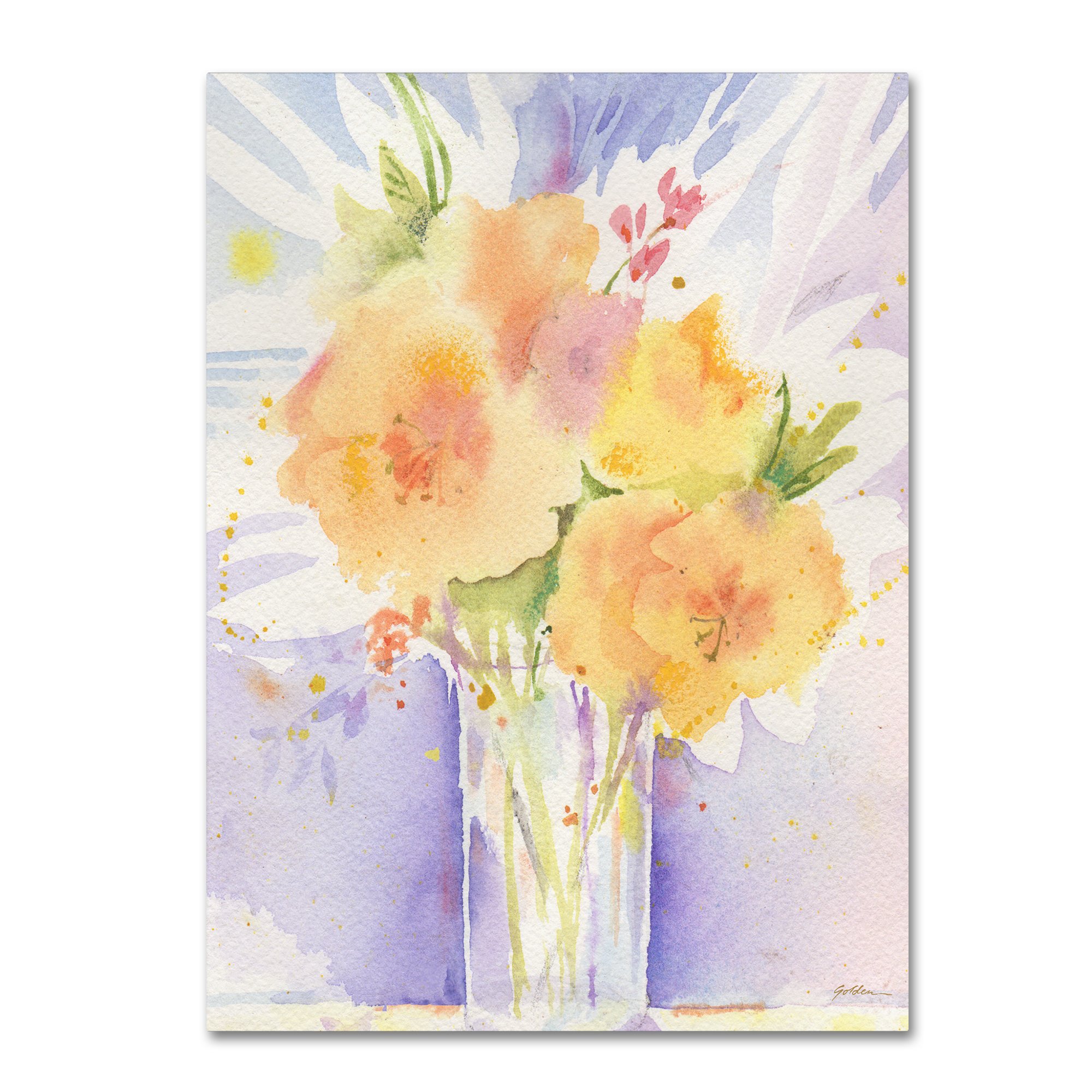 Trademark Fine Art Sheila Gold Purple Vase Reflection Ornate Framed Canvas Wall Art - 14x19 Inches - Perfect for Living Room, Bedroom & Office Decor