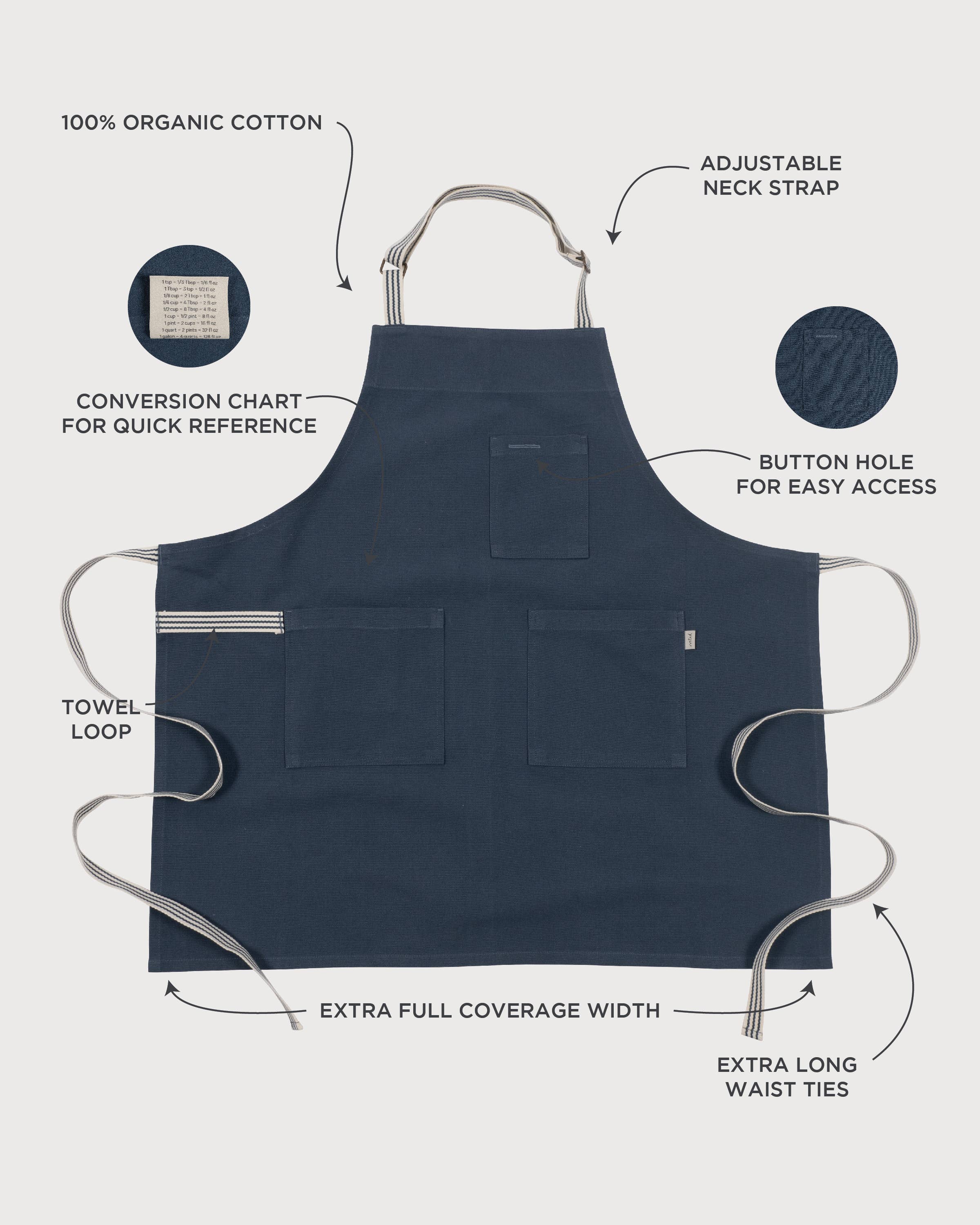 KAF Home Rooted Sustainable Chef's Apron - 32 x 30 Inches - Eco-Friendly Kitchen Apron for Cooking, Baking & Grilling - Perfect for Chefs, Home Cooks & BBQ Enthusiasts