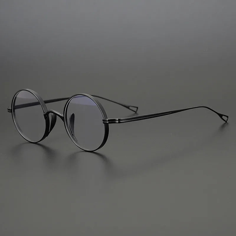 Stylish Unisex Black Titanium Round Eyeglasses Frame - Lightweight & Durable Full Rim Glasses for Men & Women - Perfect for Reading, Driving & Everyday Wear
