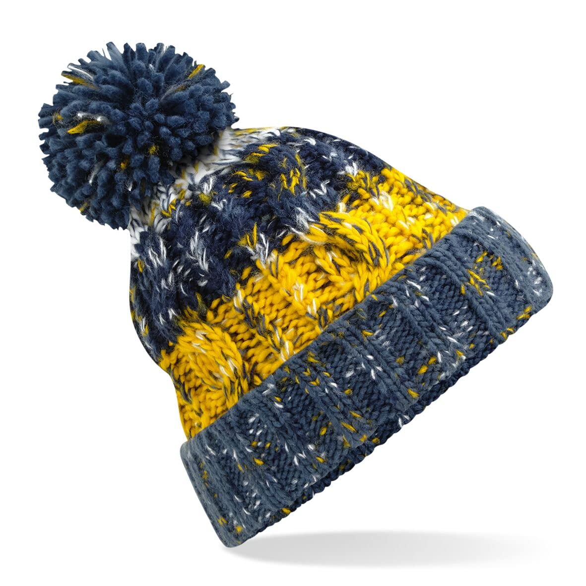 Beechfield Women's Corkscrew Pom Pom Beanie - Soft Winter Knit Hat for Ladies - One Size Fits Most - Morning Frost Color - Perfect for Cold Weather, Outdoor Activities & Casual Fashion