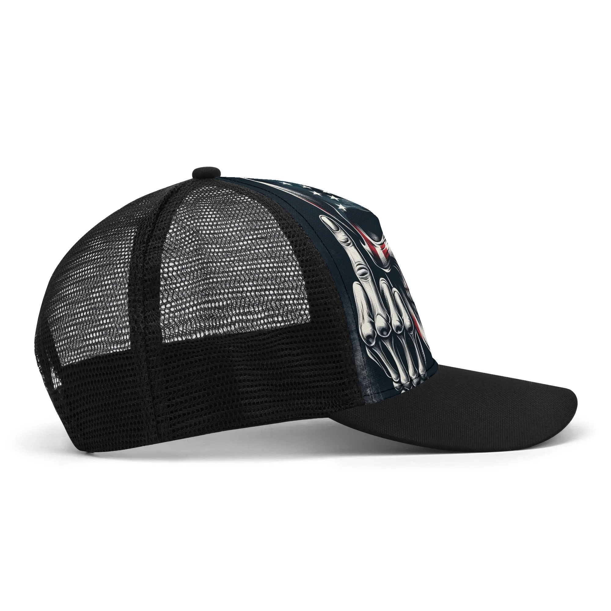 Skull Middle Finger Trucker Hat - Adjustable Mesh Snapback Cap for Men & Women - Perfect for Bikers, Motorcycle Riders & Streetwear Fashion