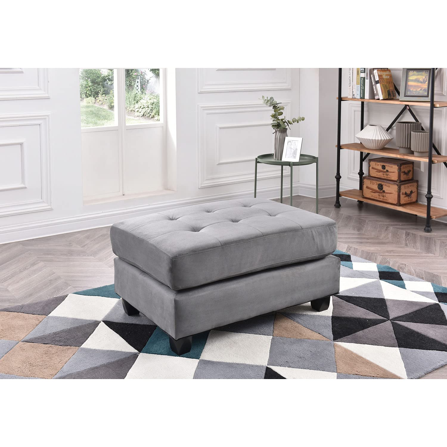 Glory Furniture Malone G633-O Ottoman in Gray - Modern Footrest & Storage Bench for Living Room, Bedroom, or Office