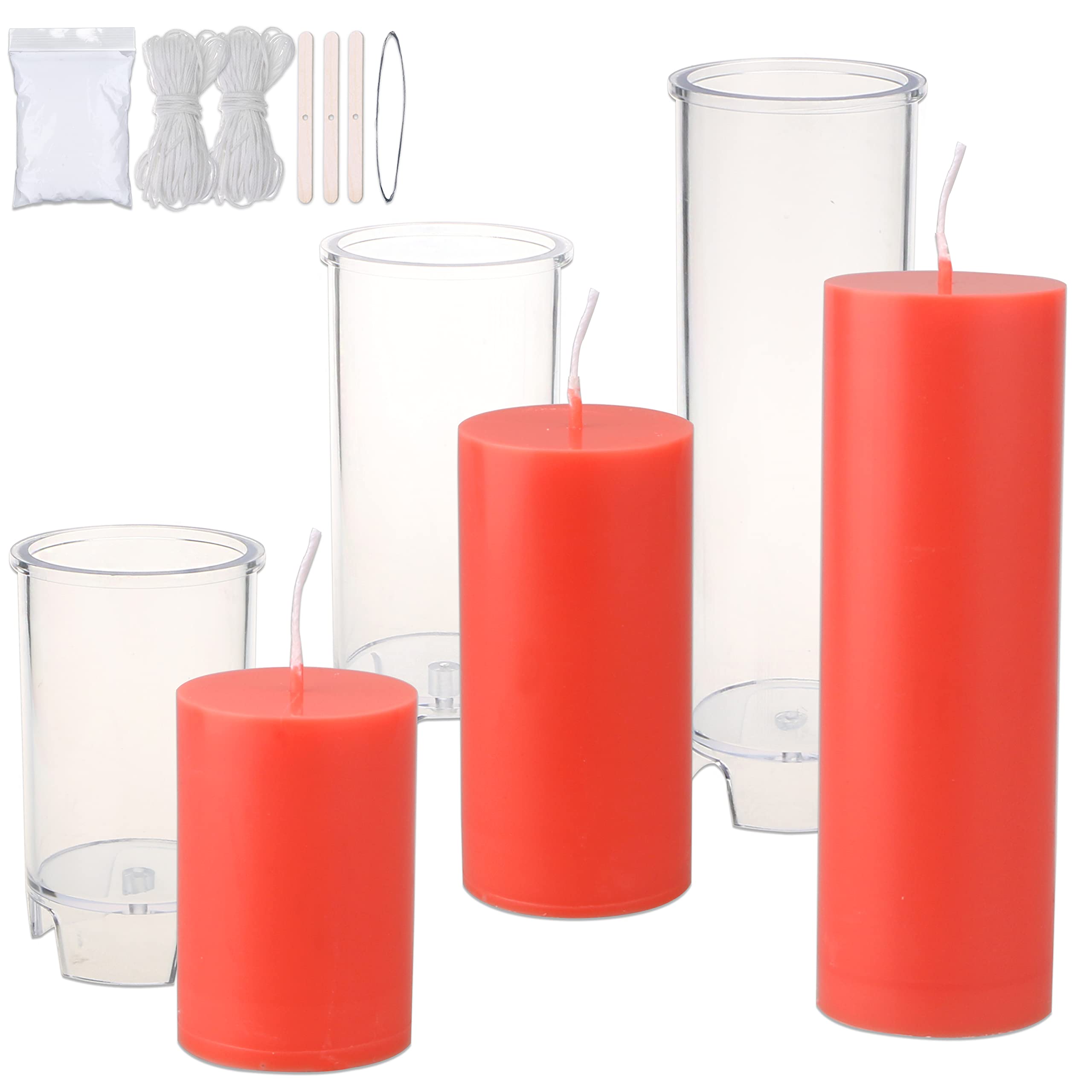 MILIVIXAY 3PCS Plastic Cylinder Candle Molds Set with Wicks Kit - DIY Candle Making Supplies for Home Decor, Wedding, Party & Holiday Crafts