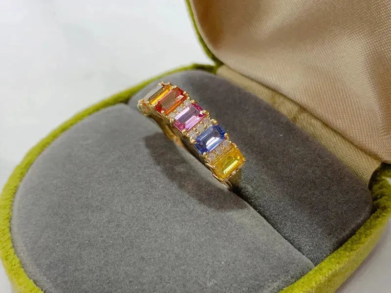 18K Yellow Gold Diamond & Aquamarine Ring for Women - Luxury Elegant Jewelry with Natural Stones - Perfect for Parties, Weddings & Special Occasions