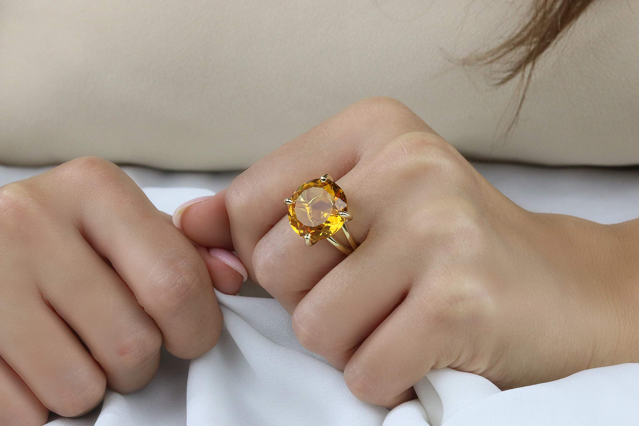 14K Gold-Filled Citrine November Birthstone Ring for Women - Handmade Statement Jewelry with Gift Box - Perfect for Birthdays, Anniversaries & Special Occasions