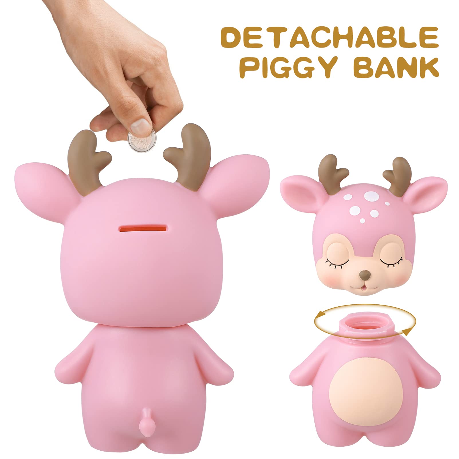 STOBOK Deer-Shaped Money Box for Kids - Fun Savings Bank for Boys & Girls - Perfect for Coins, Bills & Candy Storage - Ideal for Birthday Gifts & Financial Education