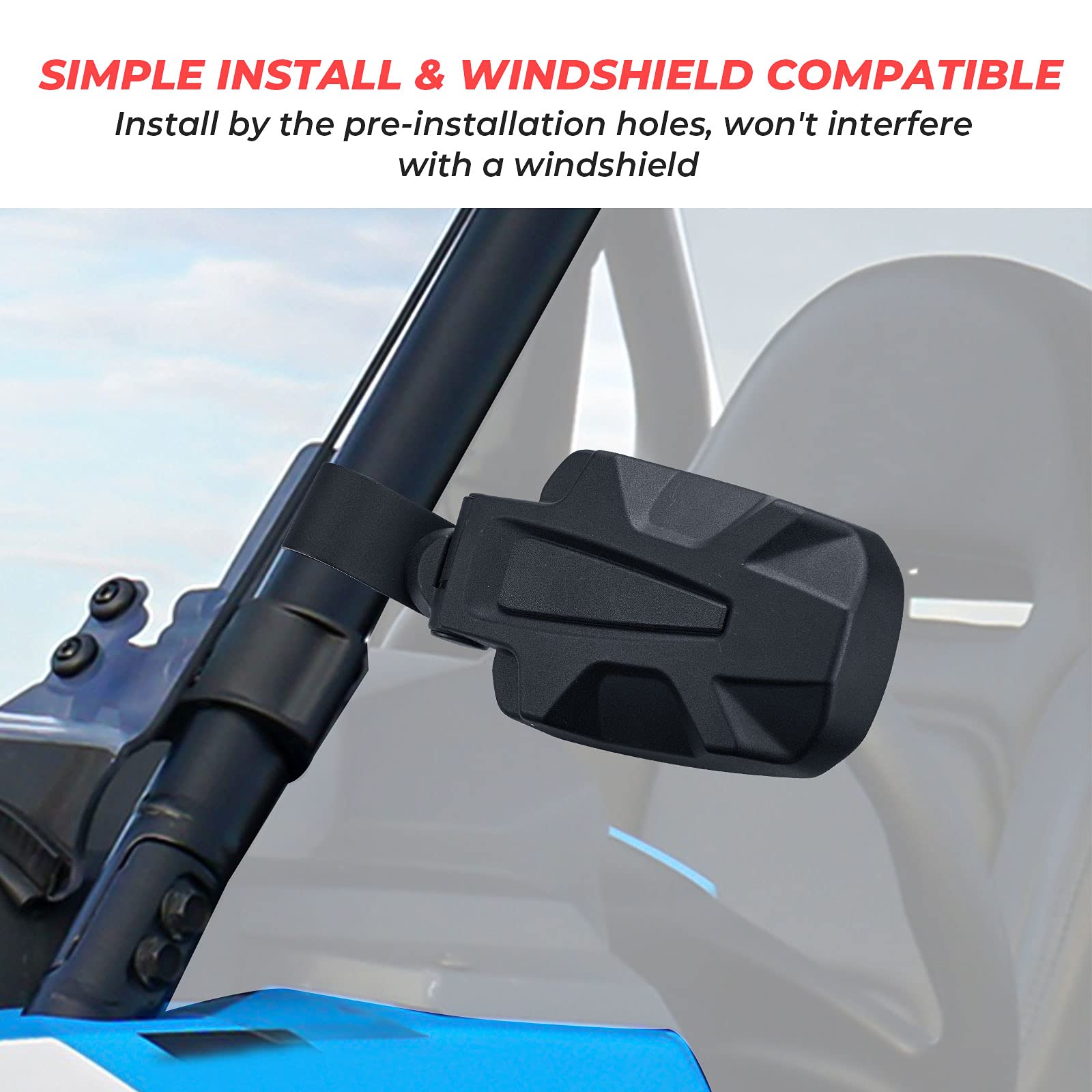 KEMIMOTO UTV Side View Mirrors - Folding Adjustable Surface XP 1000 Side Mirrors for 1.75
