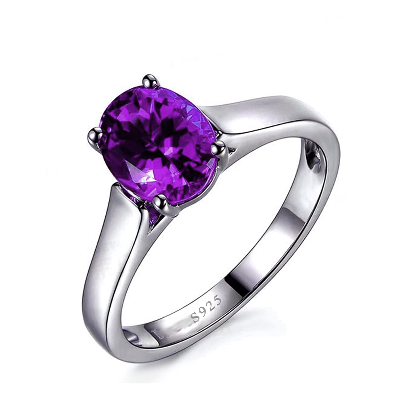 925 Sterling Silver Purple Oval Cubic Zirconia Ring for Women - Size 11 | Elegant Valentine's Day Gift, Engagement & Promise Ring | Perfect for Anniversaries, Weddings & Special Occasions