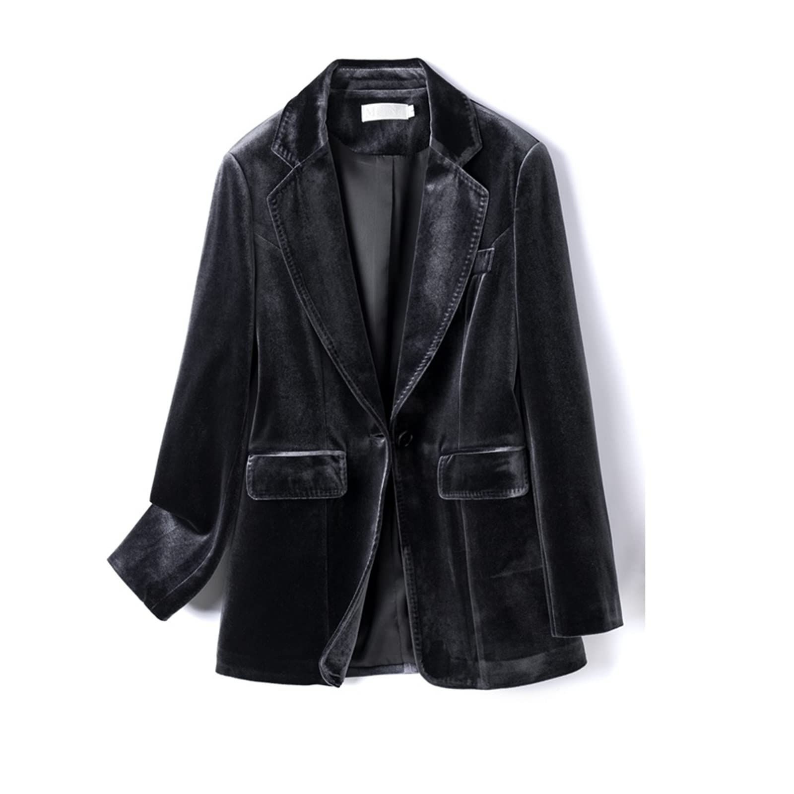 Stylish Skyue Women's Gold Velvet Blazer Jacket with Button Closure & Turn-Down Collar - Perfect for Spring/Autumn Office Wear & Casual Outings