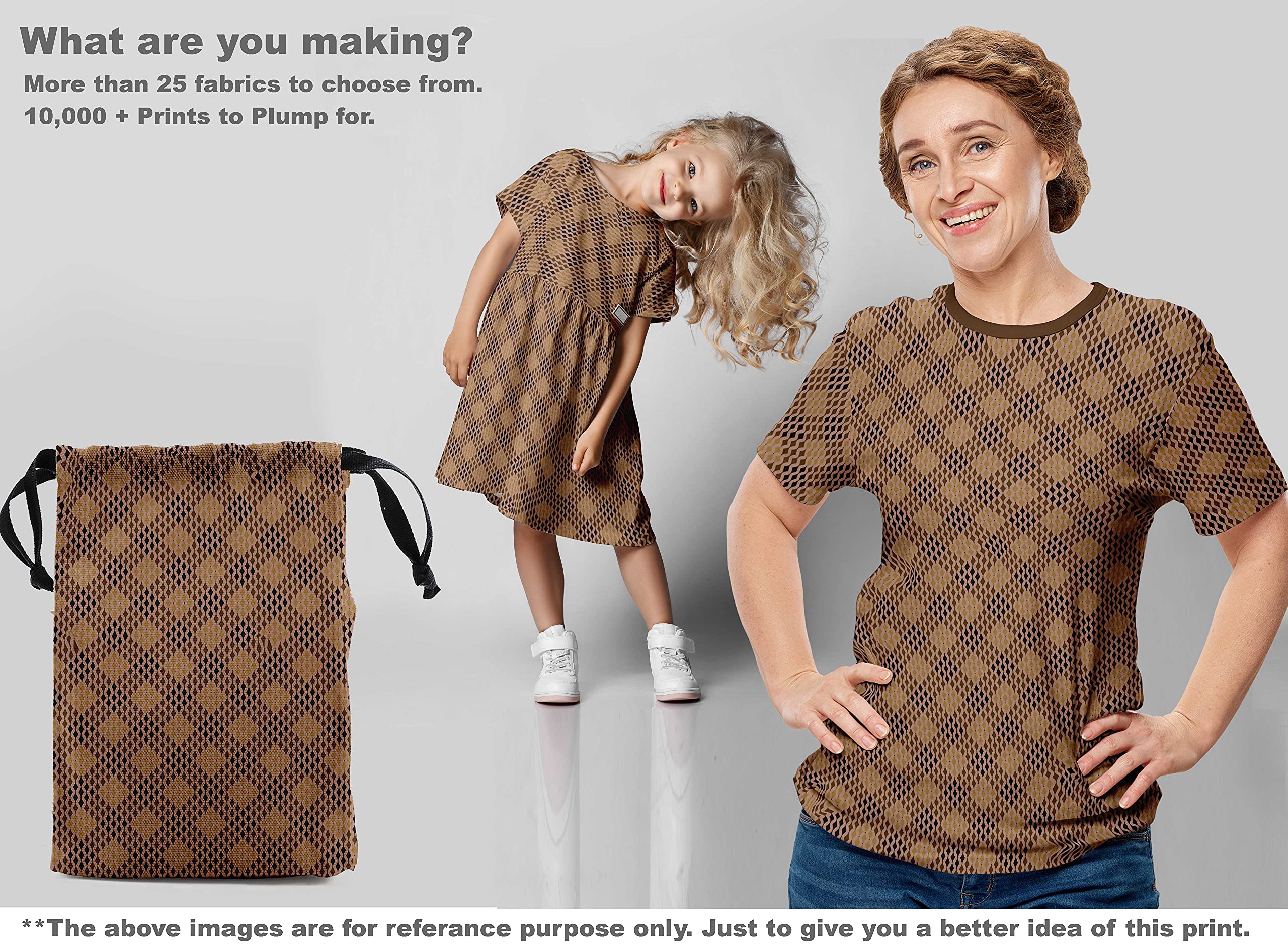oneOone Polyester Spandex Brown Fabric Block Dress Material - 56 Inch Wide Print Fabric by The Yard | Perfect for DIY Dresses, Skirts & Home Decor Projects