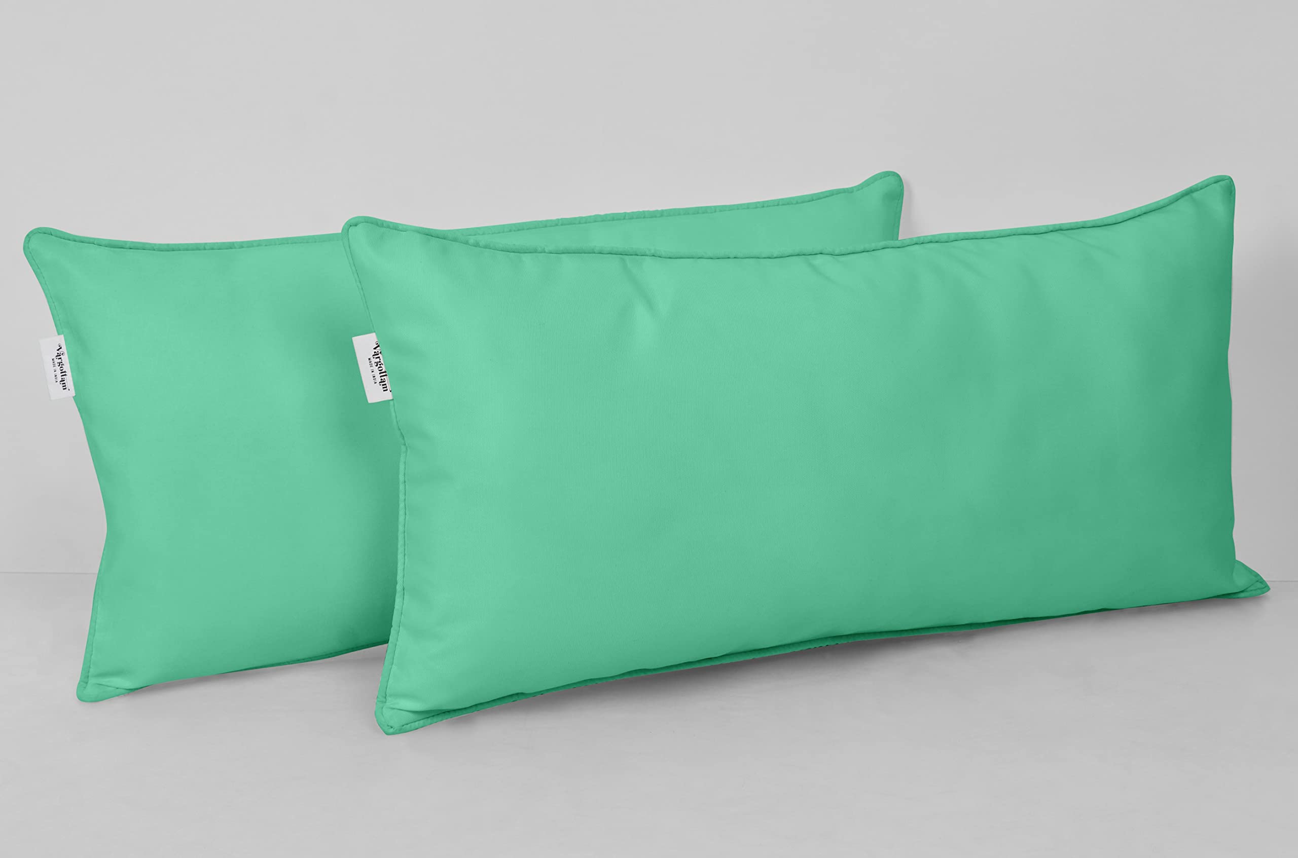 Waterproof Polyester Lumbar Pillow Covers 12x24 Inches - Set of 2 All-Weather Outdoor/Indoor Cushion Cases for Patio Sofa, Chair & Deck Furniture - Aquamarine Blue - Perfect for Backyard, Porch & Living Room Decor