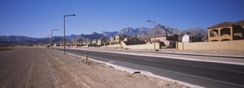 Las Vegas Nevada USA Houses in a Row Along a Road Poster Print - 36 x 12 Inches - Perfect for Home Decor, Office Wall Art & Gift Ideas