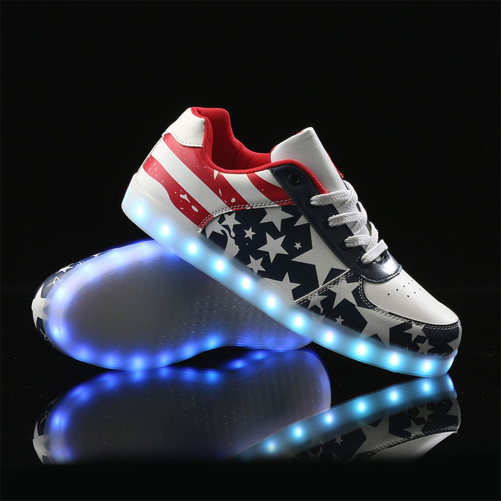 USA Patriotic Flag Sneakers for Men & Women - American Flag Fashion Shoes for Independence Day & President Day Celebrations - Perfect for Parades, Parties & Patriotic Events