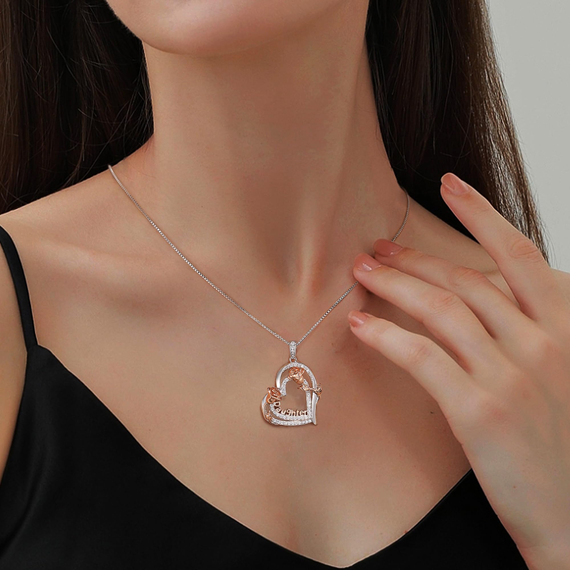 YoSteel S925 Sterling Silver Heart Necklace for Women - Elegant Rose Gold Heart Pendant Jewelry Gift for Mom, Wife, Sister, Daughter, Grandma | Perfect Birthday, Anniversary, Valentine's Day, Mother's Day Gift | Everyday Wear & Special Occasions