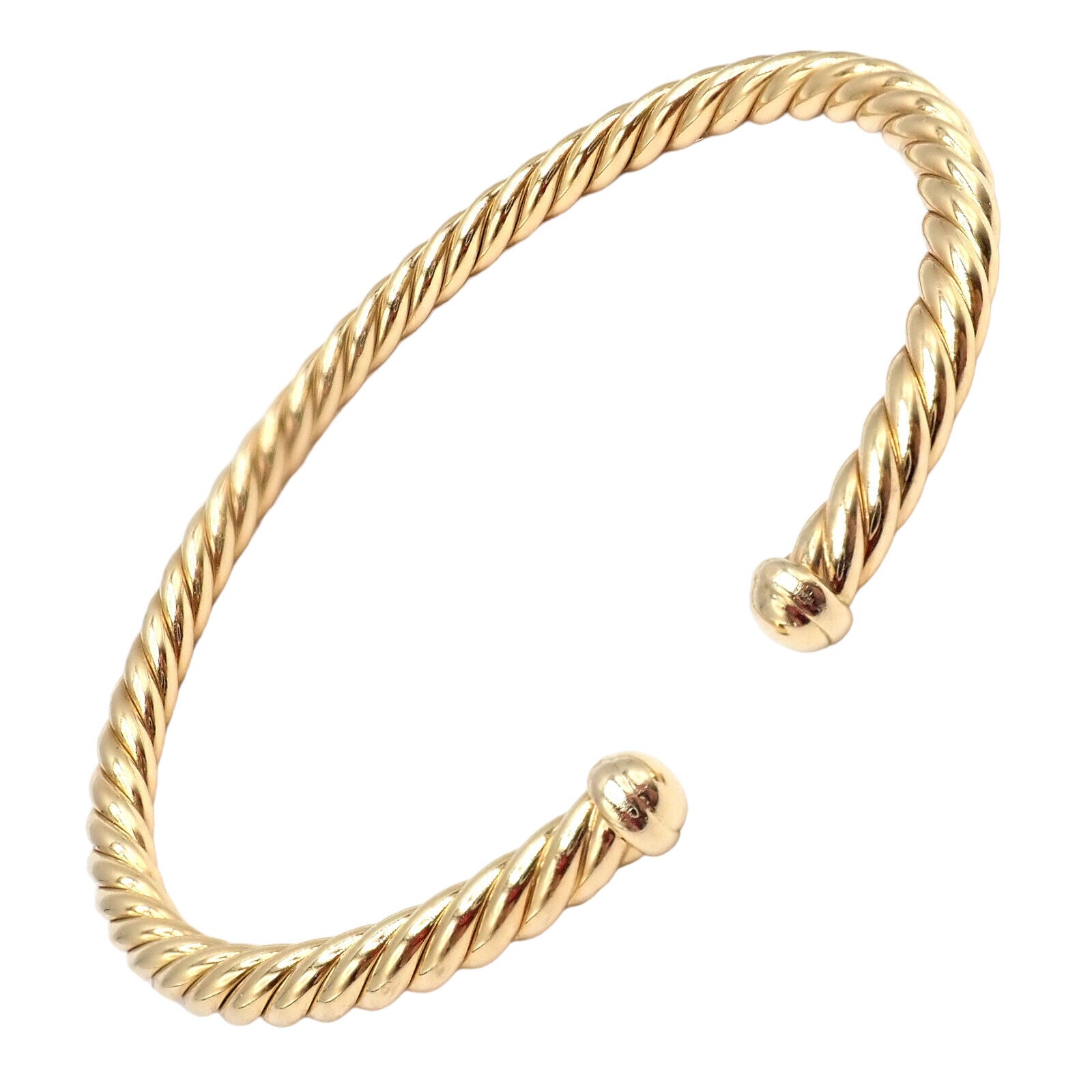 Authentic David Yurman DY 18k Yellow Gold 4mm Cable Medium Bangle Bracelet for Women - Luxury Jewelry Gift for Anniversary, Birthday & Special Occasions