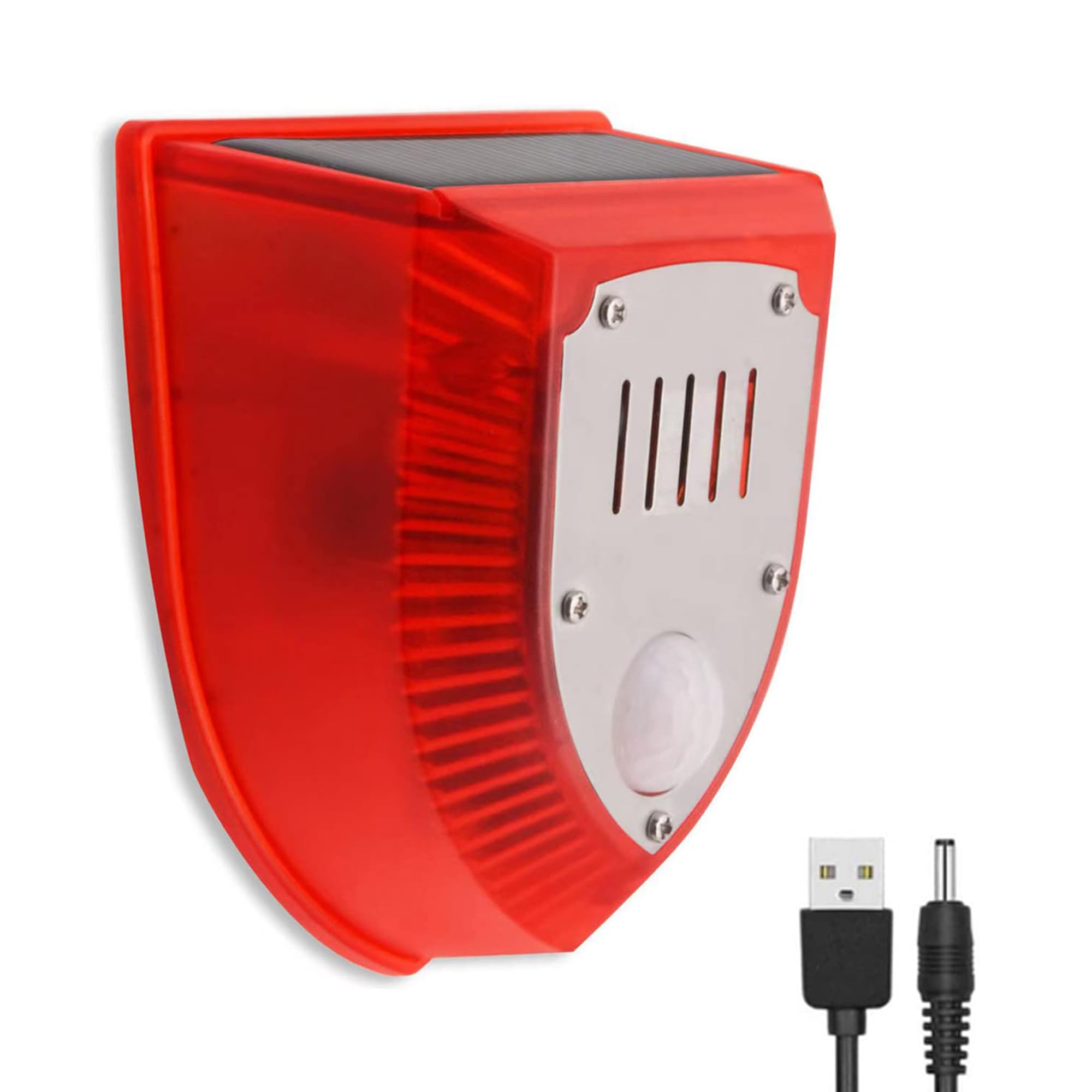 Solar Motion Sensor Alarm Outdoor - 129dB Loud Security Light with Dog Barking & Gunshot Sound, Strobe Warning & USB Charging | Ideal for Home, Villa, Farm, Barn, Yard Protection & Intruder Deterrence