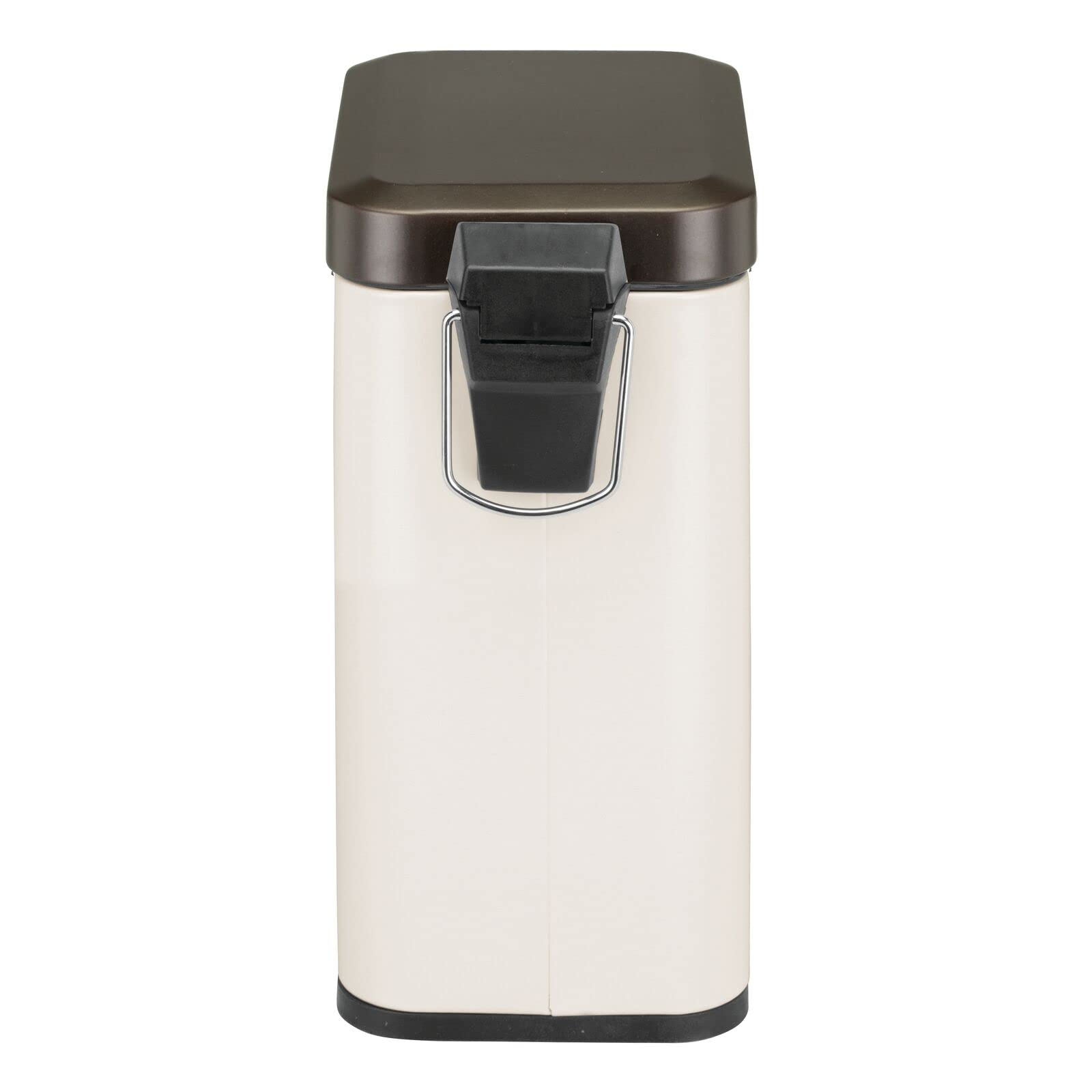 mDesign 1.3 Gallon Small Modern Rectangle Step Trash Can with Lid - Compact Metal Garbage Bin with Removable Liner Bucket & Handle for Bathroom, Kitchen, Office, Craft Room, Garage - Vanilla Bronze Finish | Perfect for Small Spaces, Under Sink, Vanity & Home Organization