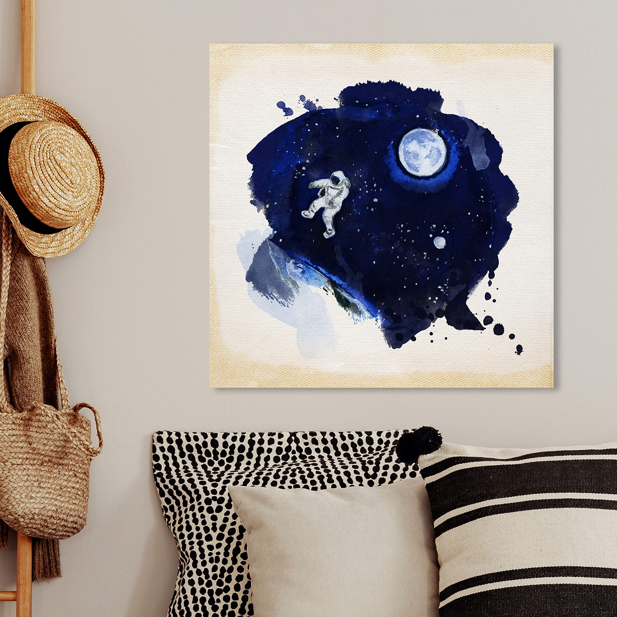 Oliver Gal Artist Co. 'Take Me Outterspace' Space Wall Art Canvas Print - 24x24 Inch Blue & White Home Decor - Perfect for Living Room, Bedroom & Office Spaces