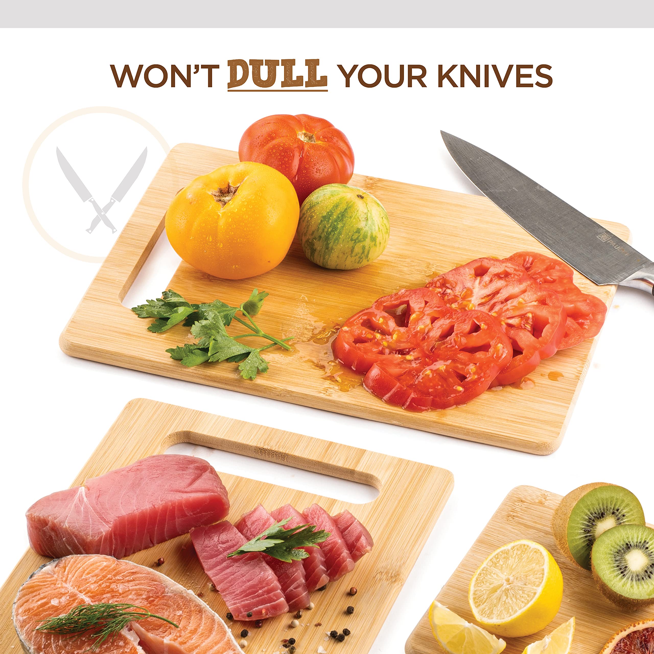 Premium Bamboo Cutting Board Set of 4 - Eco-Friendly Wooden Kitchen Chopping Boards with Juice Grooves - Perfect for Meat, Cheese, Vegetables & Charcuterie - Ideal for Food Prep, Butcher Block & Entertaining