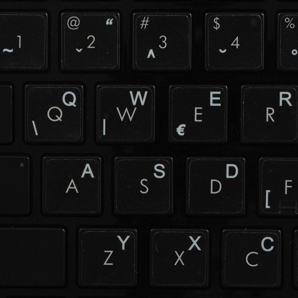 Croatian Slovenian Keyboard Stickers - White on Clear for Laptops & PCs