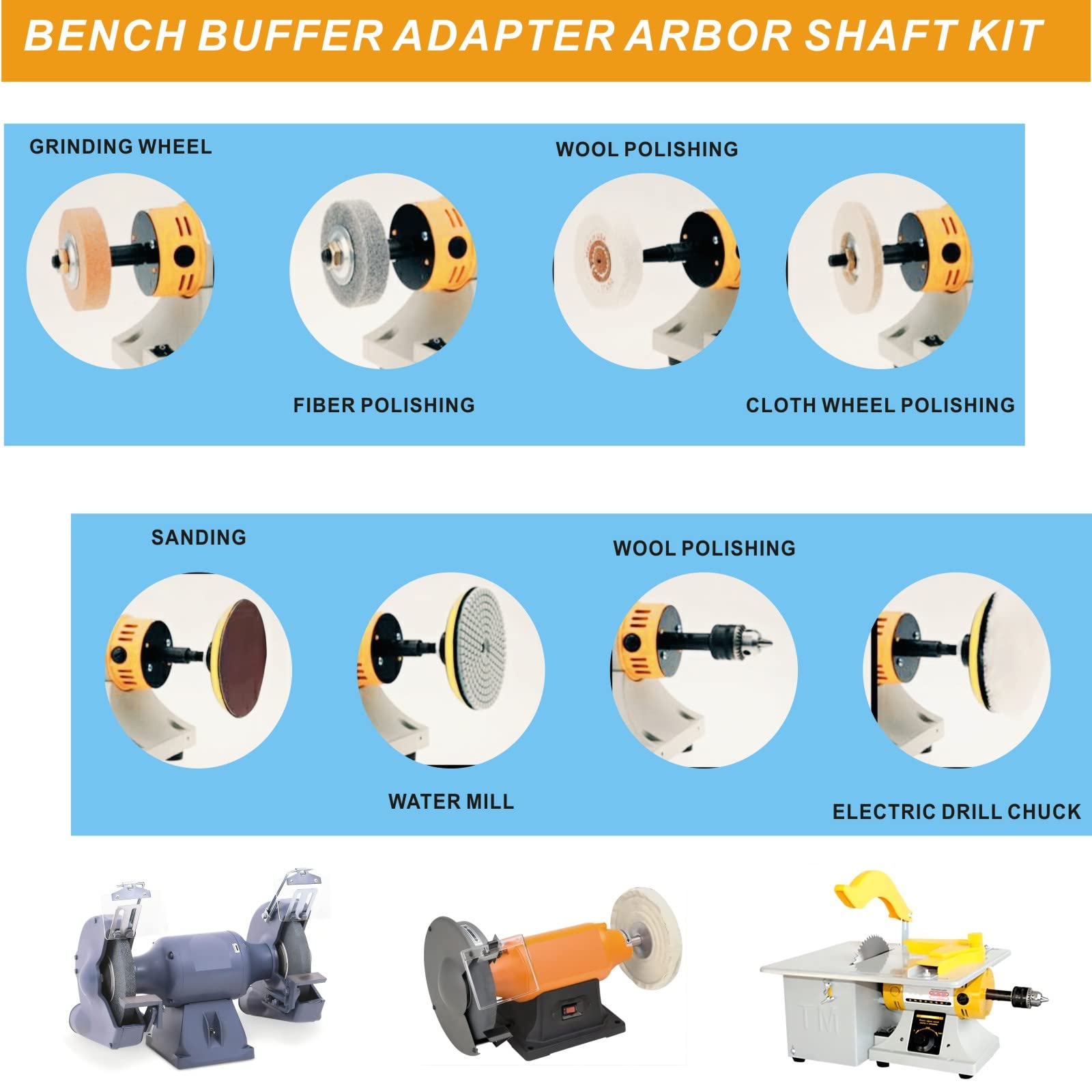 8mm to 10mm Shaft Arbor Extender - Motor Arbor Adapter for Bench Grinder, Polisher & Sander - Threaded Extension Shaft Backing Kit (1 Left + 1 Right) - Perfect for Polishing, Grinding & Buffing Wheels on Rotary Tools