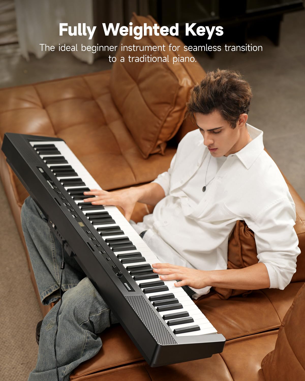 Donner DEP-16 88-Key Weighted Digital Piano Keyboard with Sustain Pedal & Power Supply - Full-Size Electric Piano for Beginners, Home Practice & Studio Recording